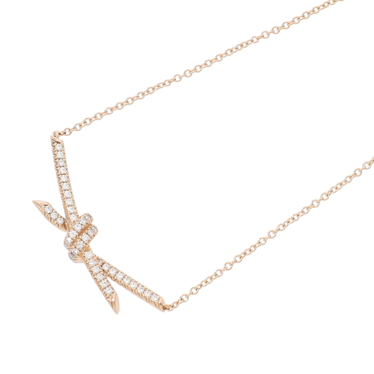 [中古]ティファニー ノット ペンダント ダイヤモンド ネックレス ローズゴールド 70415143