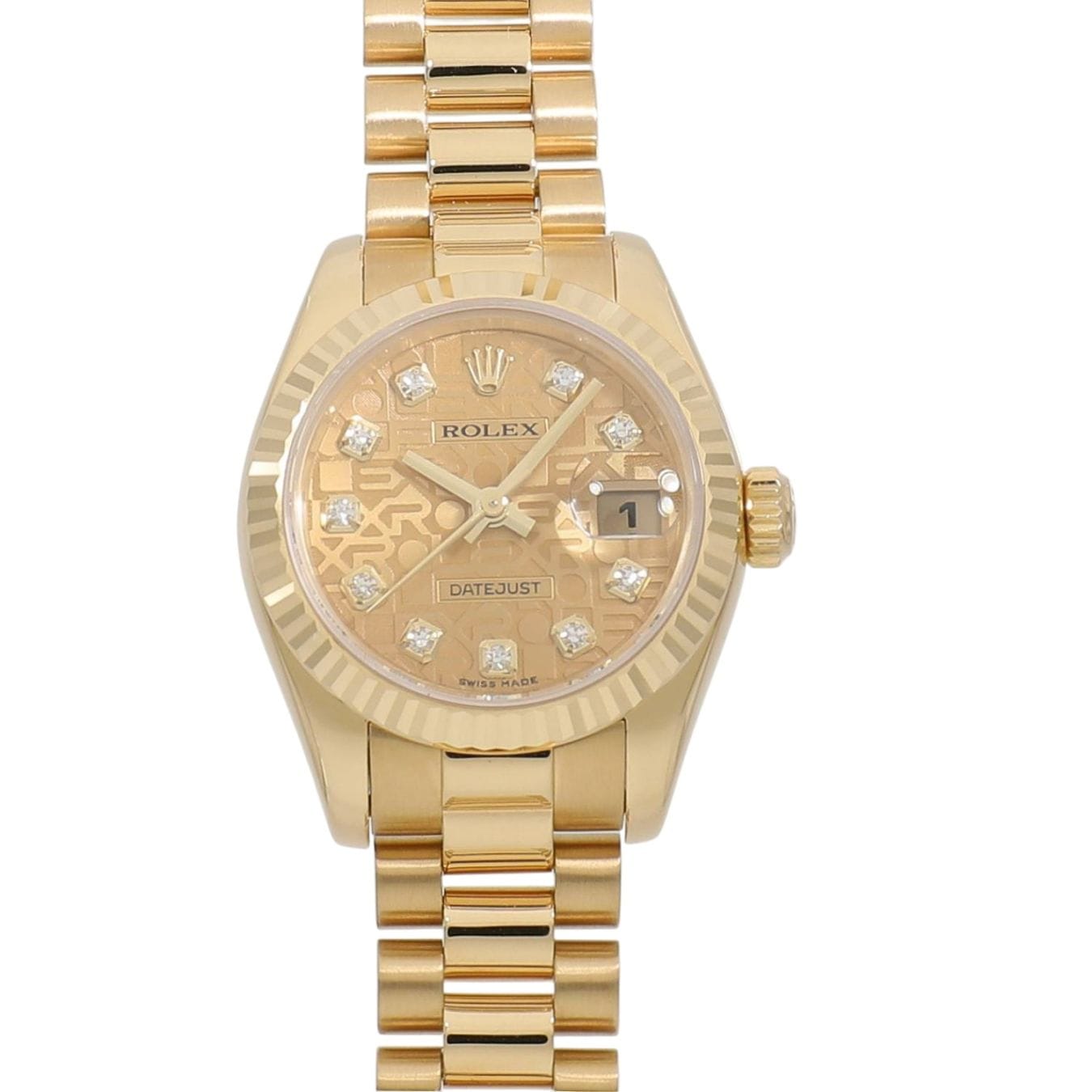 [中古]ロレックス デイトジャスト 179178G D番 シャンパン コンピュータ×10Pダイヤ レディース