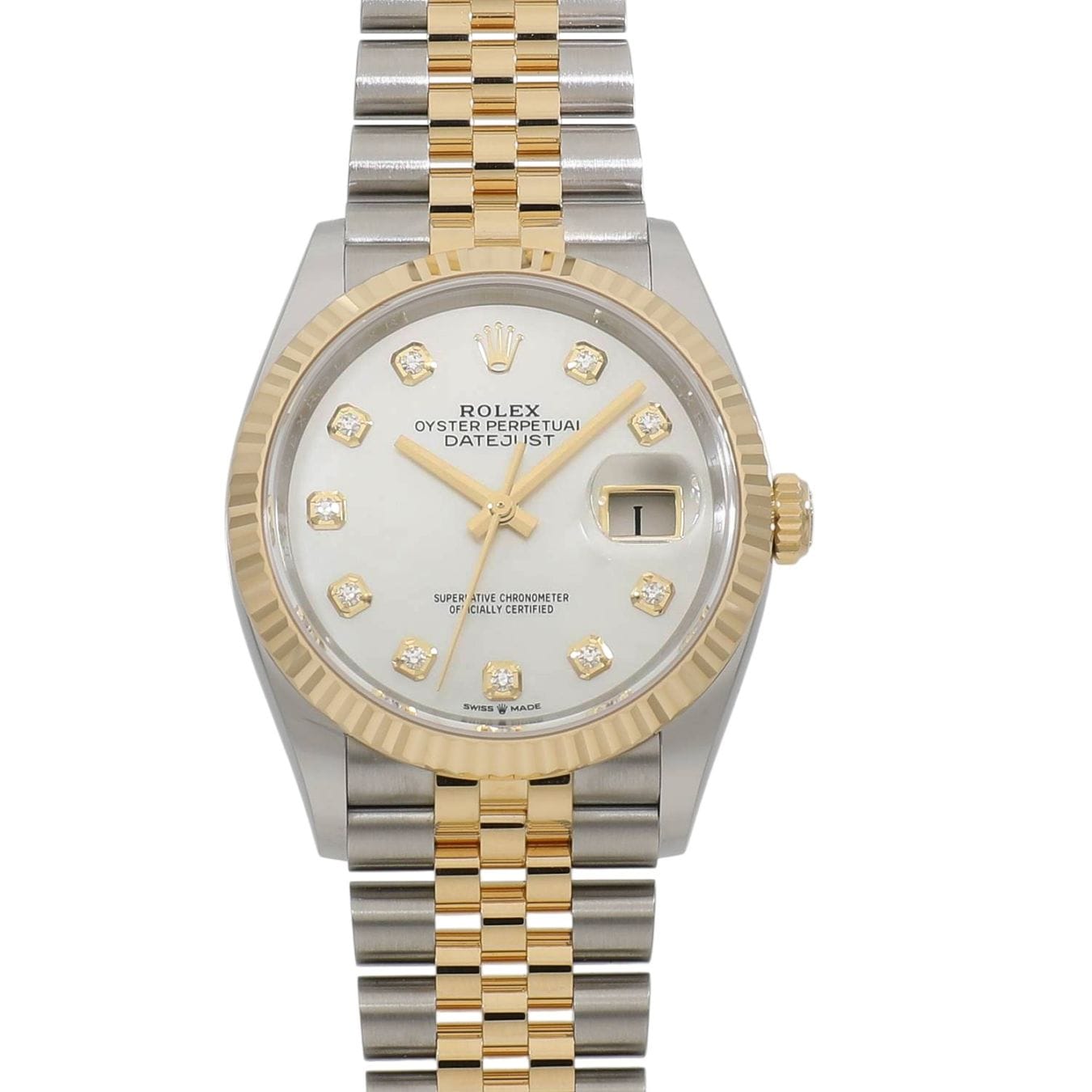 [新品]ロレックス デイトジャスト 36 126233NG ホワイトシェル×10Pダイヤ メンズ