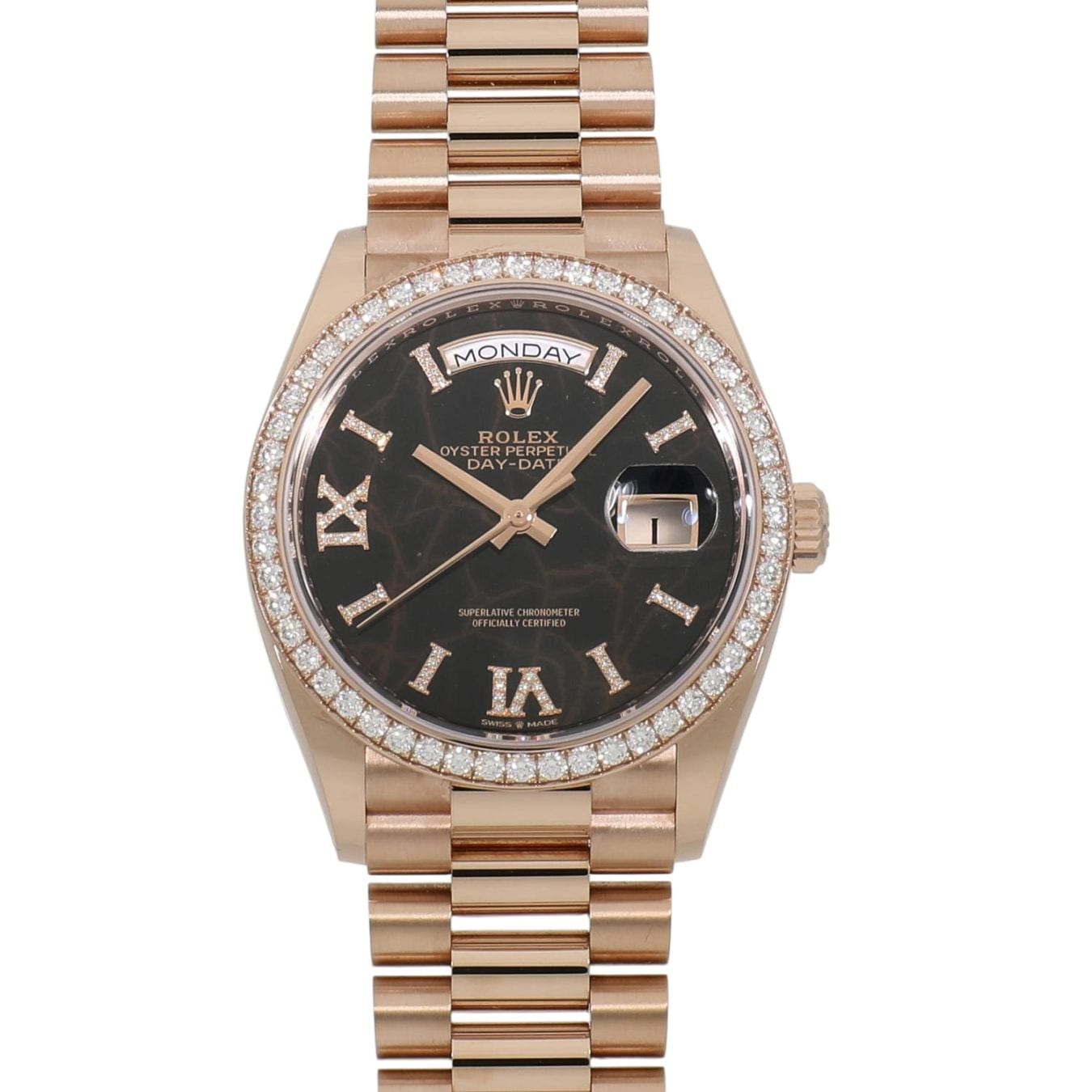 [中古]ロレックス デイデイト 36 128345RBR ランダム アイゼンキーゼル×インデックスダイヤ メンズ