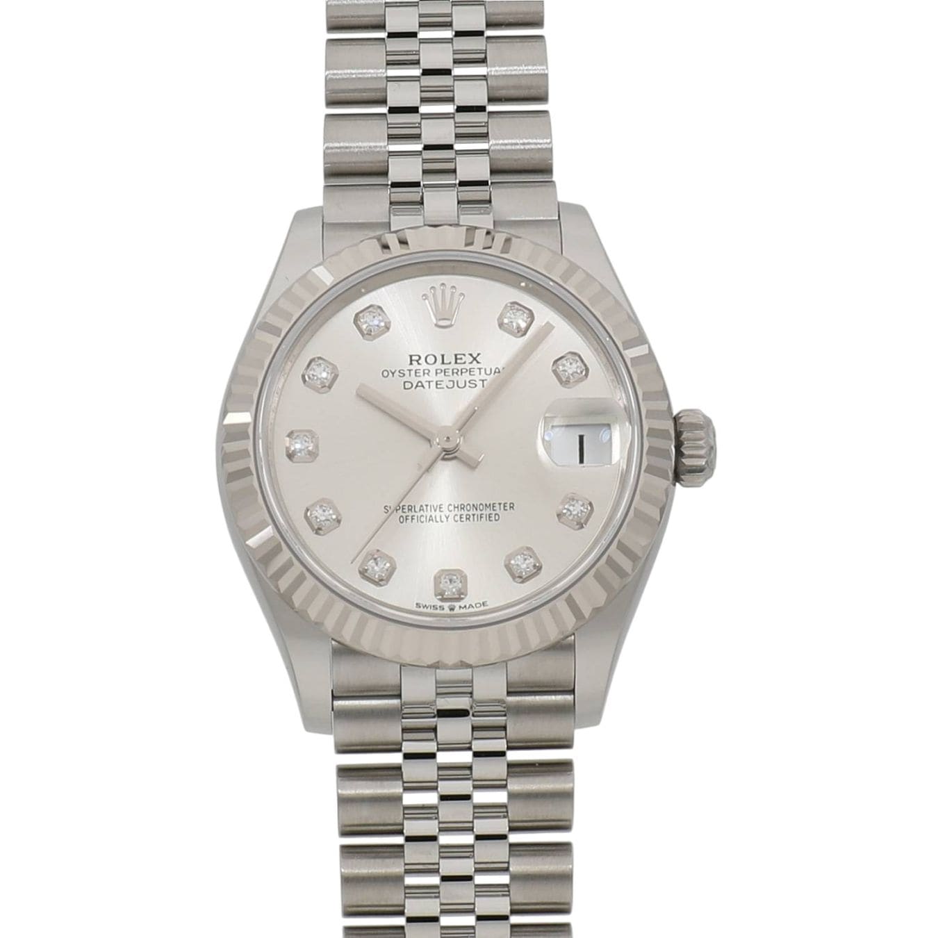 [新品]ロレックス デイトジャスト 31 278274G シルバー×10Pダイヤ ユニセックス