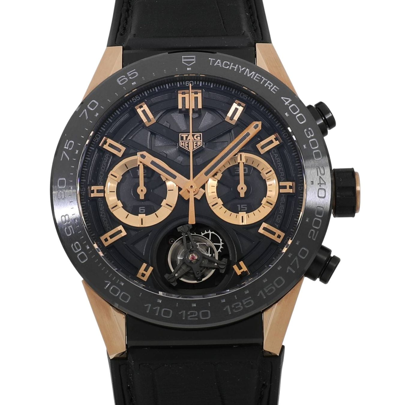 [中古]タグホイヤー カレラ トゥールビヨン クロノグラフ CAR5A5Y.FC6377 スケルトン メンズ