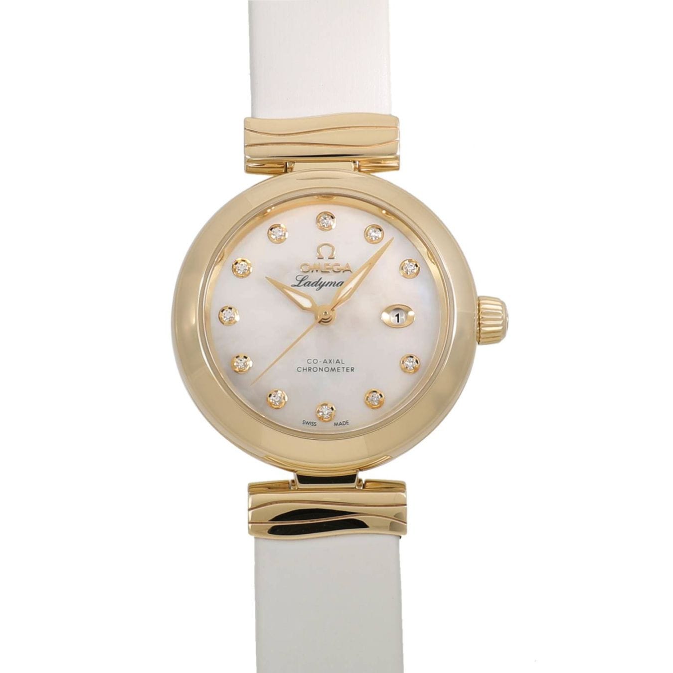 [中古]オメガ デ・ヴィル レディマティック 425.62.34.20.55.003 ホワイトシェル×11Pダイヤ レディース