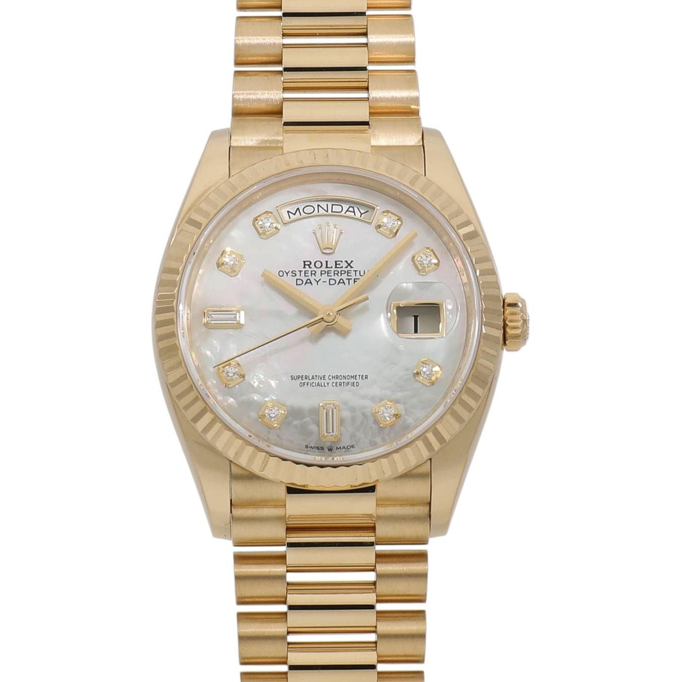 [新品]ロレックス デイデイト 36 128238NA ホワイトシェル×8Pダイヤ/2Pバゲットダイヤ メンズ
