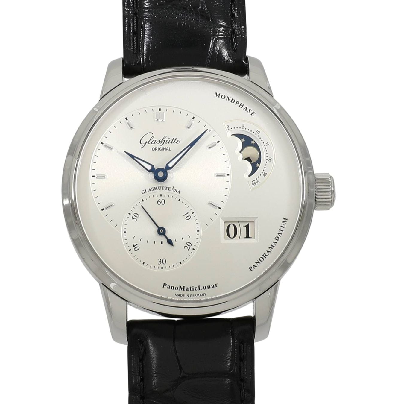 [中古]グラスヒュッテオリジナル パノマティック ルナ 1-90-02-42-32-50 シルバー メンズ