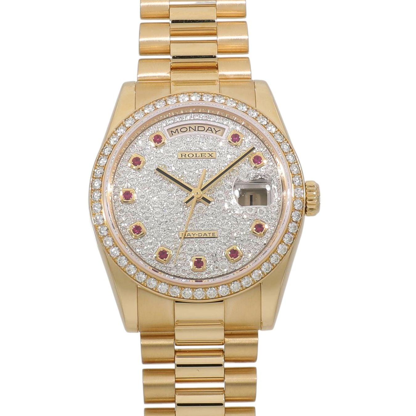 [中古]ロレックス デイデイト 118348 V番 ダイヤモンド×10Pルビー メンズ