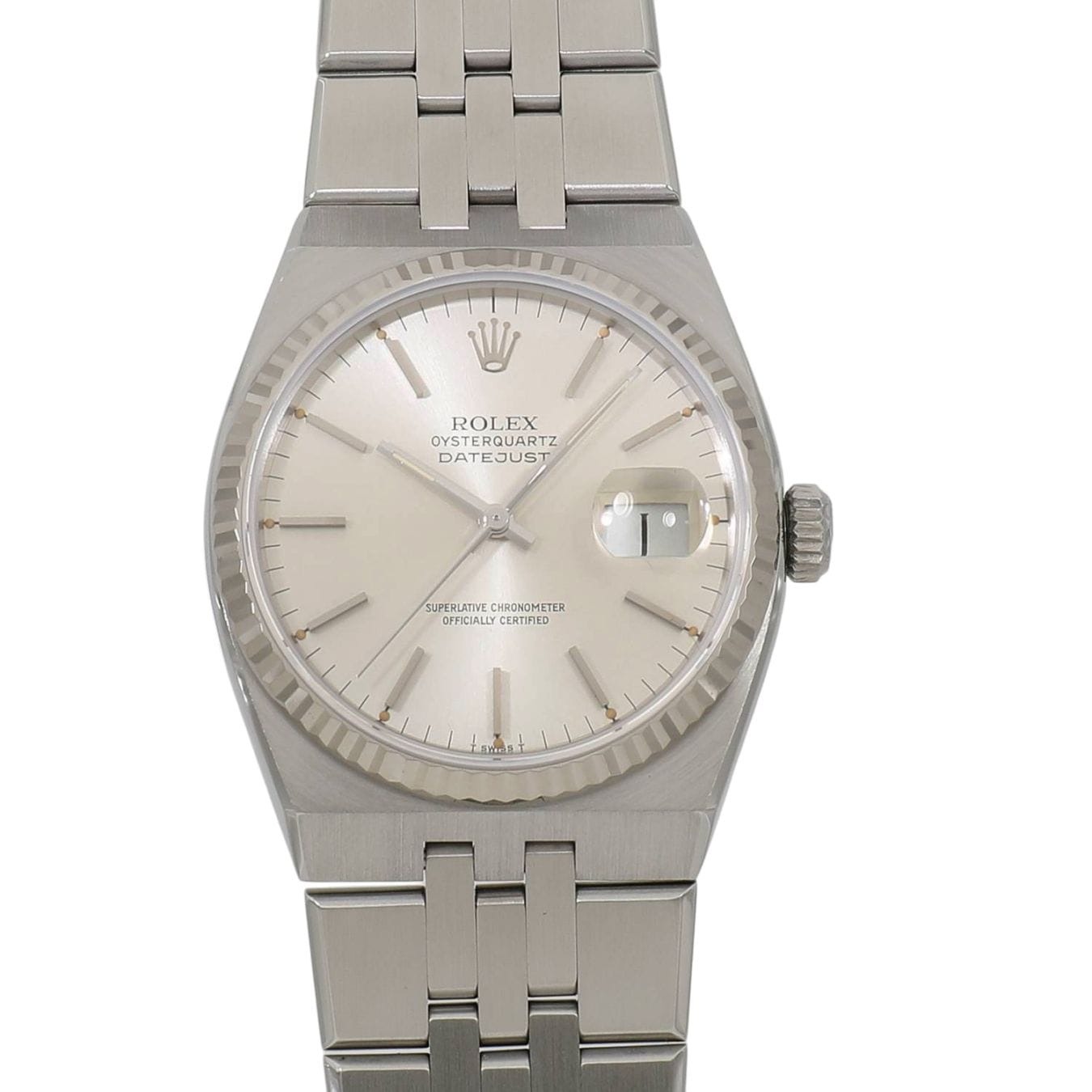 [中古]ロレックス オイスター クオーツ デイトジャスト 17014 85番 シルバー メンズ