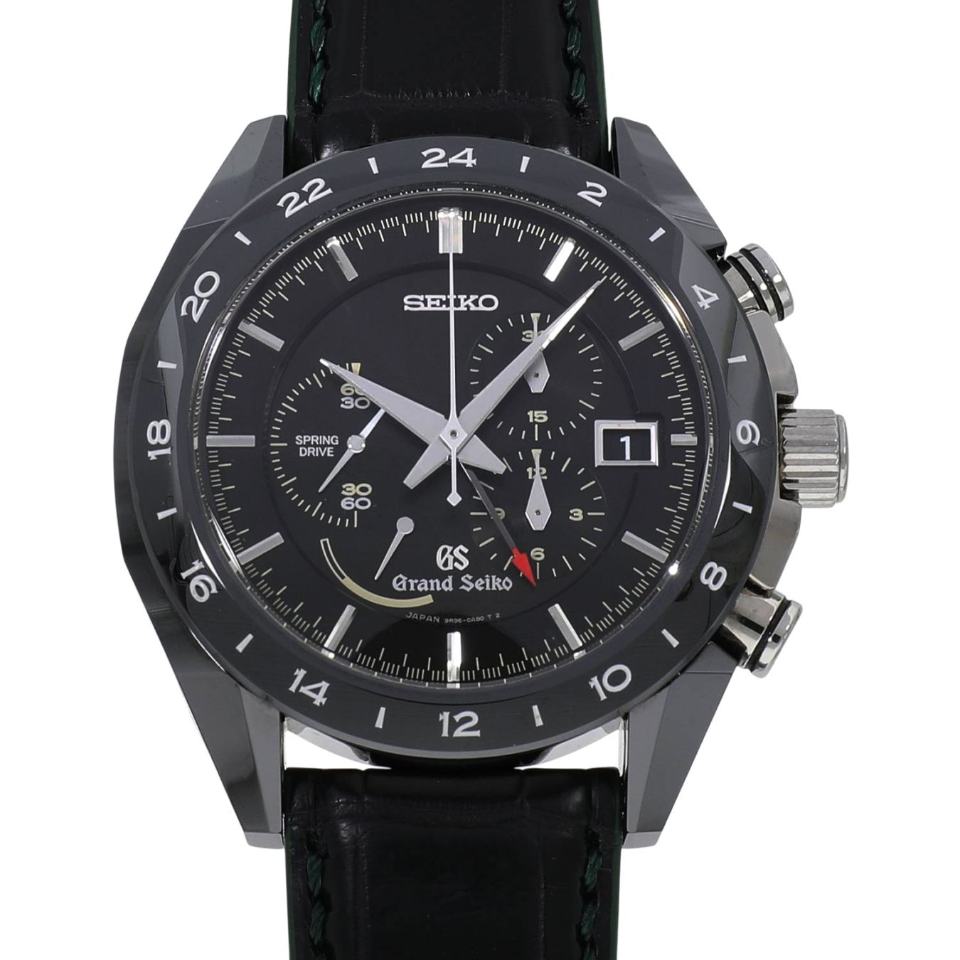 [中古]セイコー グランドセイコー ブラックセラミックス リミテッド コレクション スプリングドライブ クロノグラフ GMT 500本限定 SBGC015 / 9R96-0AB0 ブラック メンズ