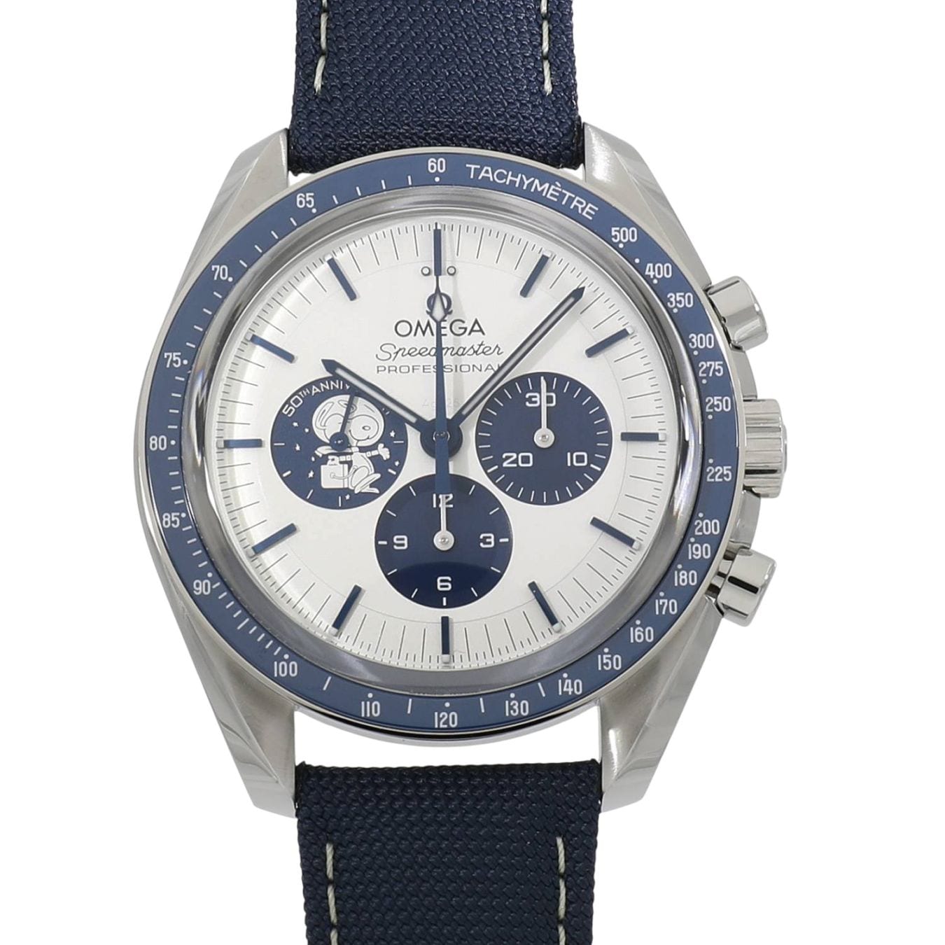 [未使用]オメガ スピードマスター コーアクシャル マスター クロノメーター クロノグラフ 42MM シルバー スヌーピー アワード 310.32.42.50.02.001 シルバー×ブルー メンズ