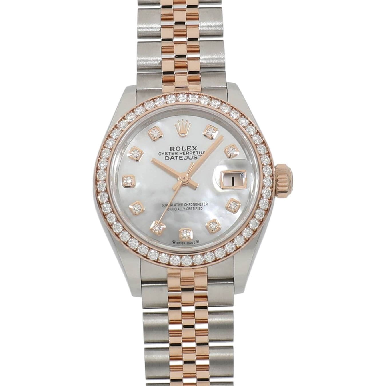 [未使用]ロレックス レディ デイトジャスト 28 279381RBR ランダム ホワイトシェル×10Pダイヤ レディース
