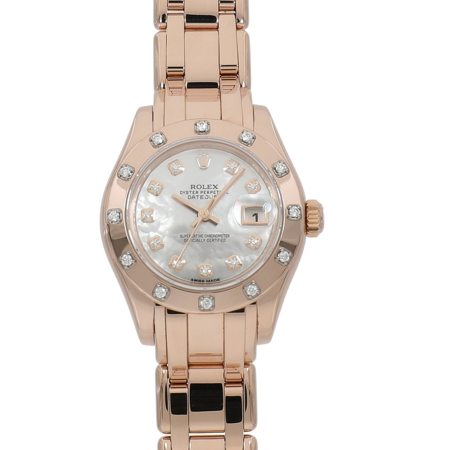 [中古]ロレックス デイトジャスト パールマスター 80315NG G番 ホワイトシェル×10Pダイヤ レディース