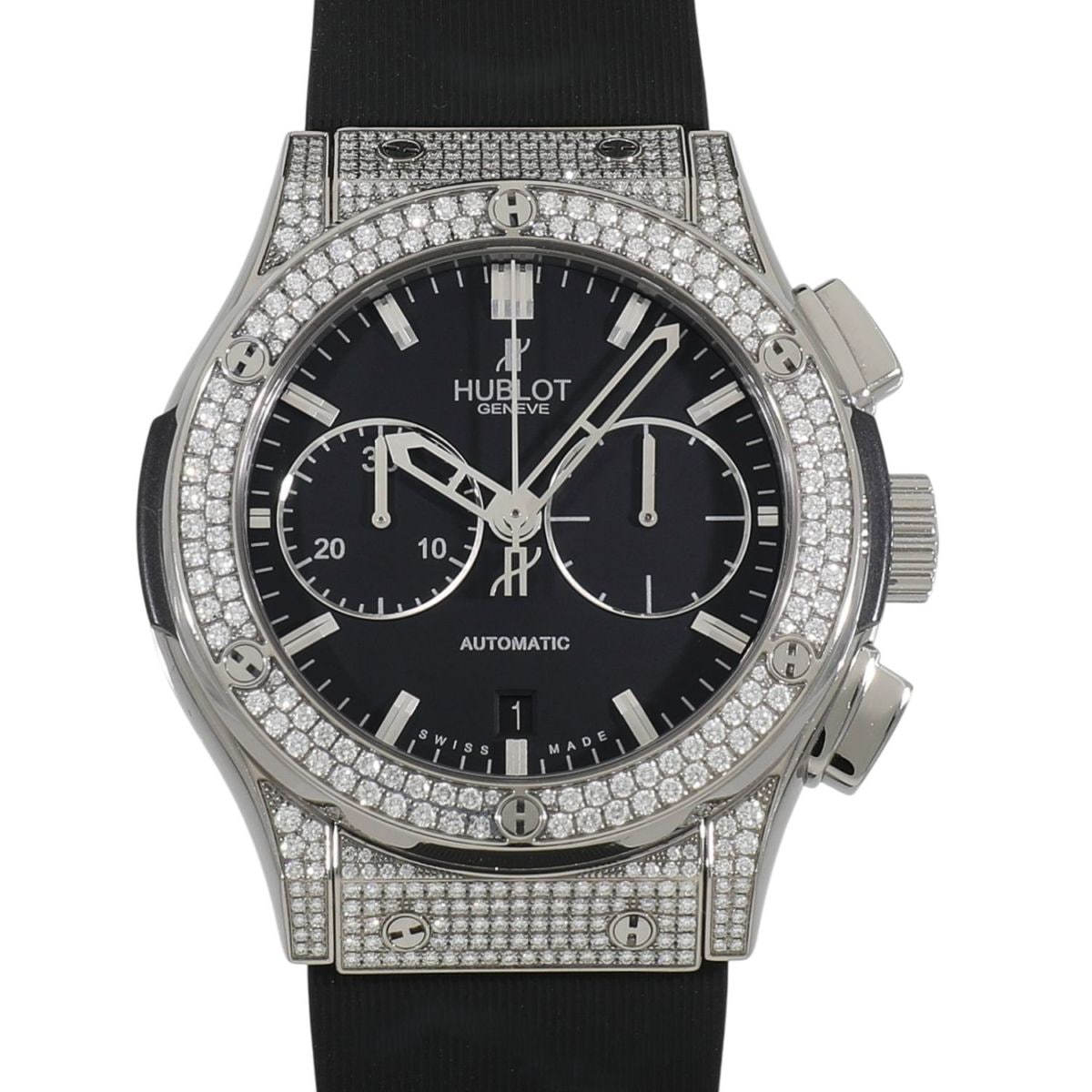 [中古]ウブロ クラシックフュージョン クロノグラフ チタニウム パヴェ 521.NX.1170.LR.1704 ブラック メンズ