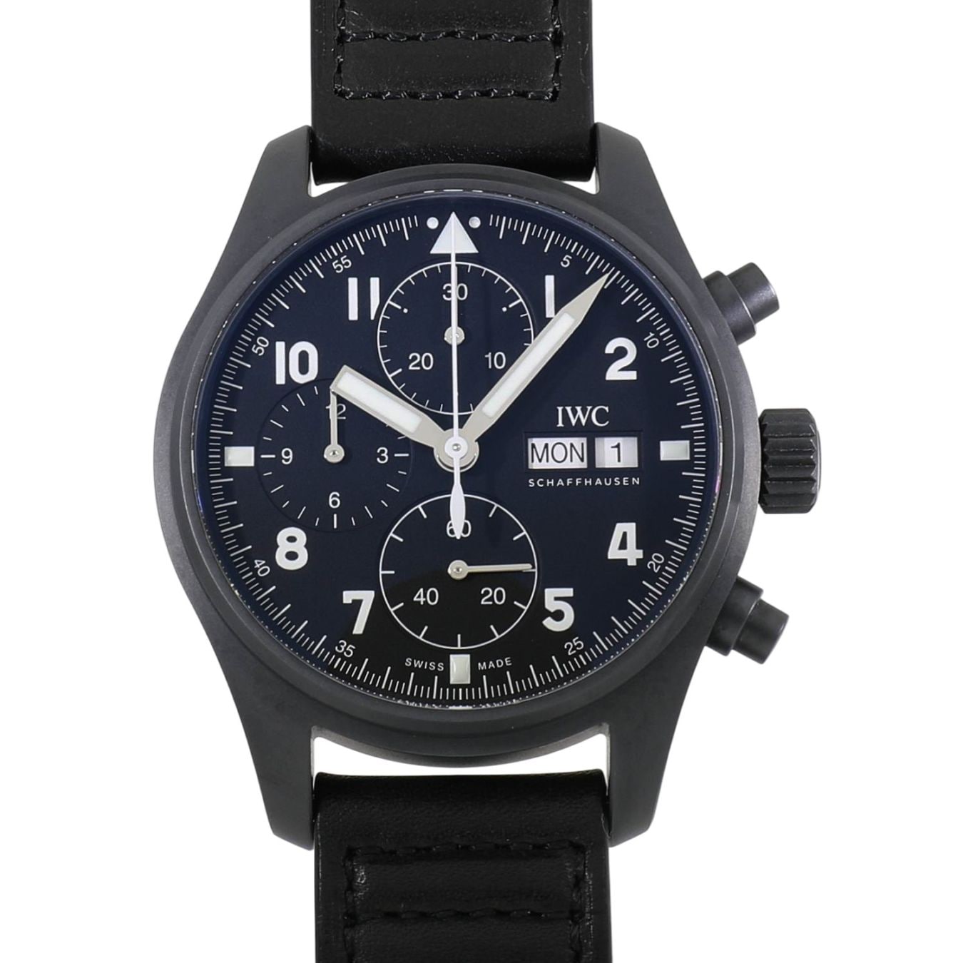[中古]IWC パイロットウォッチ クロノグラフ トリビュート トゥ 3705 世界限定1000本 IW387905 ブラック メンズ