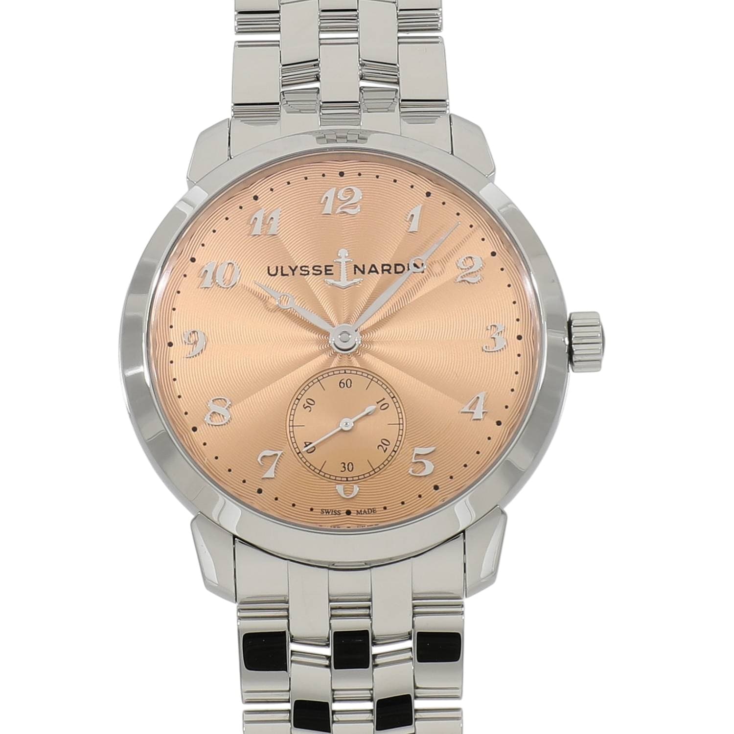 [中古]ユリスナルダン クラシコ マニュファクチュール アワーグラス銀座店 創業25周年記念 25本限定 3203-136LE-7A-THG サーモンピンク メンズ