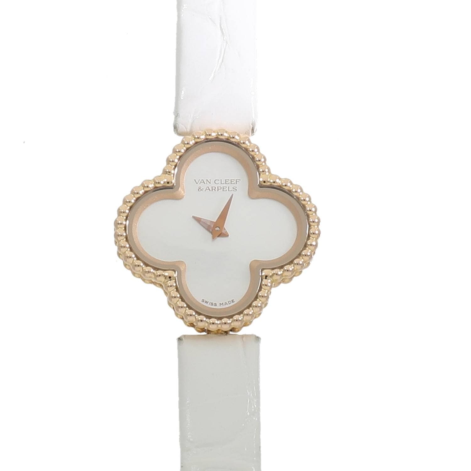 [中古]ヴァンクリーフ&アーペル スウィート アルハンブラ ウォッチ VCAR08SF00 ホワイトシェル レディース