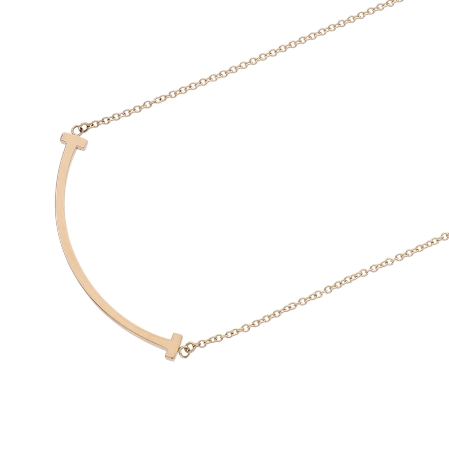 [中古]ティファニー Tスマイル ペンダント スモール ネックレス ローズゴールド 60011678