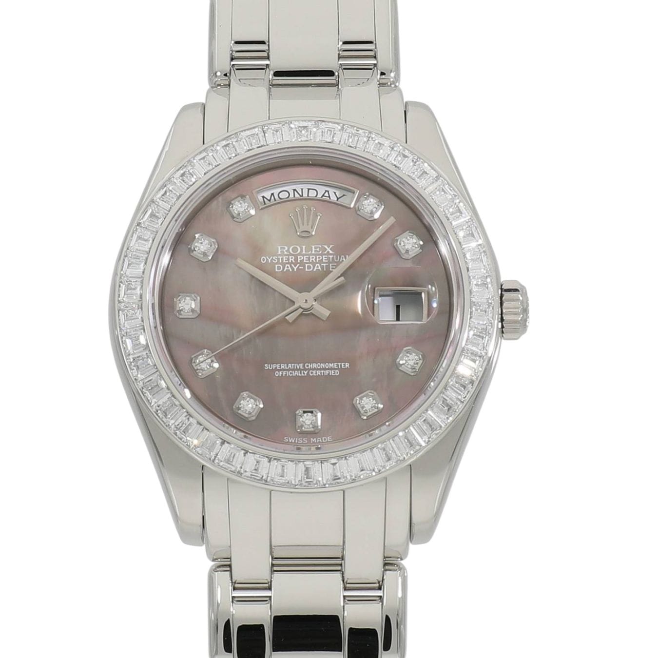 [中古]ロレックス デイデイト パールマスター ベゼル バゲットダイヤモンド 18956BR NG P番 ブラックシェル×10Pダイヤ メンズ