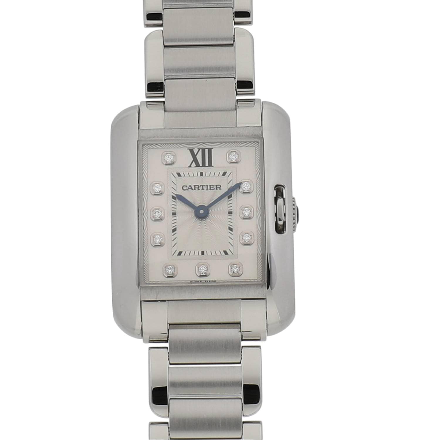 [中古]カルティエ タンク アングレーズ ウォッチ SM W4TA0003 シルバー×11Pダイヤ レディース