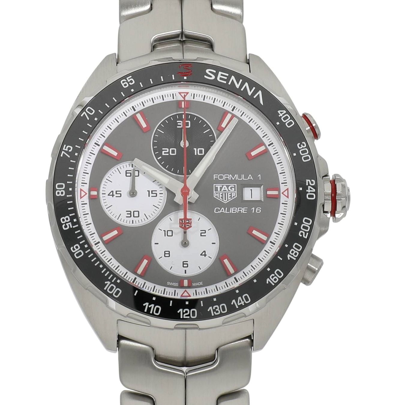 [中古]タグホイヤー フォーミュラーワン キャリバー16 クロノグラフ アイルトンセナ トリビュート エディション CAZ2017.BA0647 グレー×ホワイト×ブラック メンズ