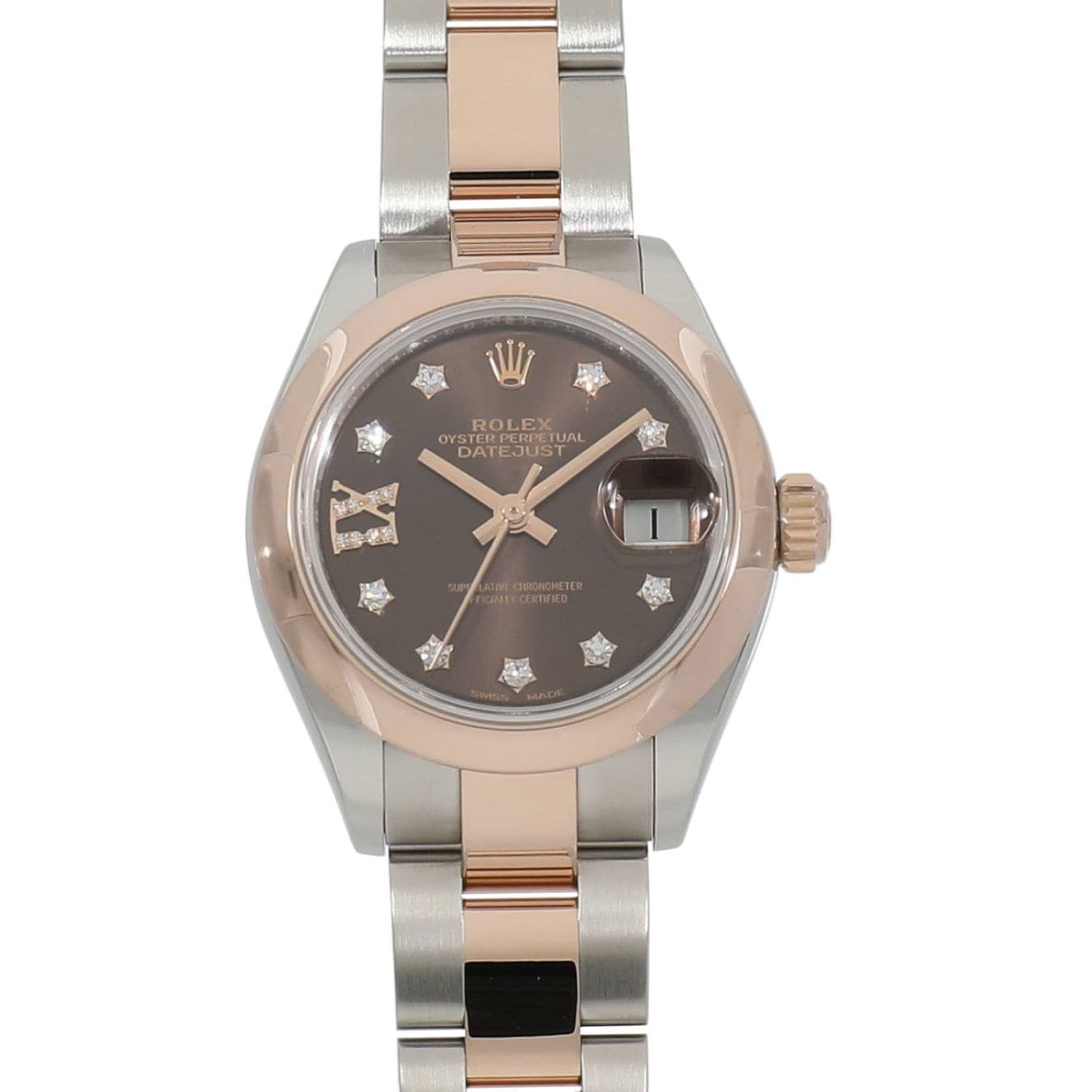 [中古]ロレックス レディ デイトジャスト 279161G ランダム チョコレート×9Pスター/IXダイヤ レディース