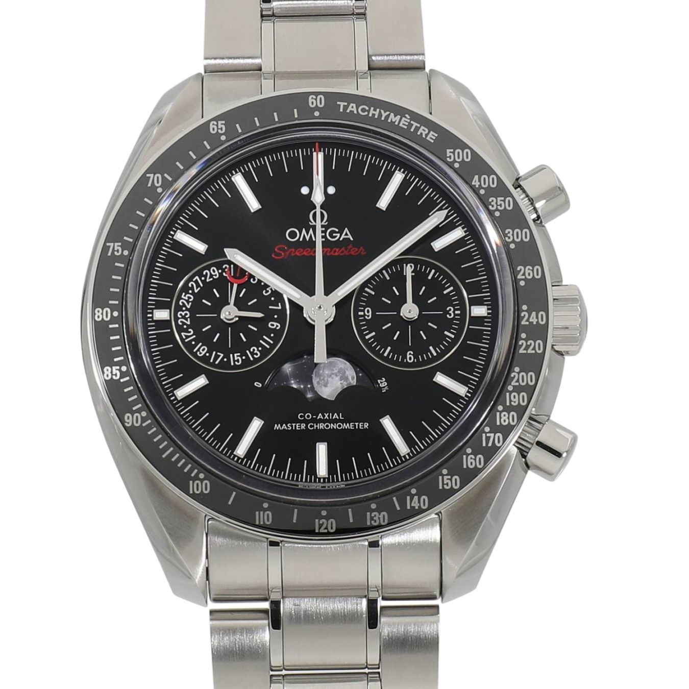 [中古]オメガ スピードマスター ムーンウォッチ コーアクシャル マスタークロノメーター ムーンフェイズ クロノグラフ 304.30.44.52.01.001 ブラック メンズ