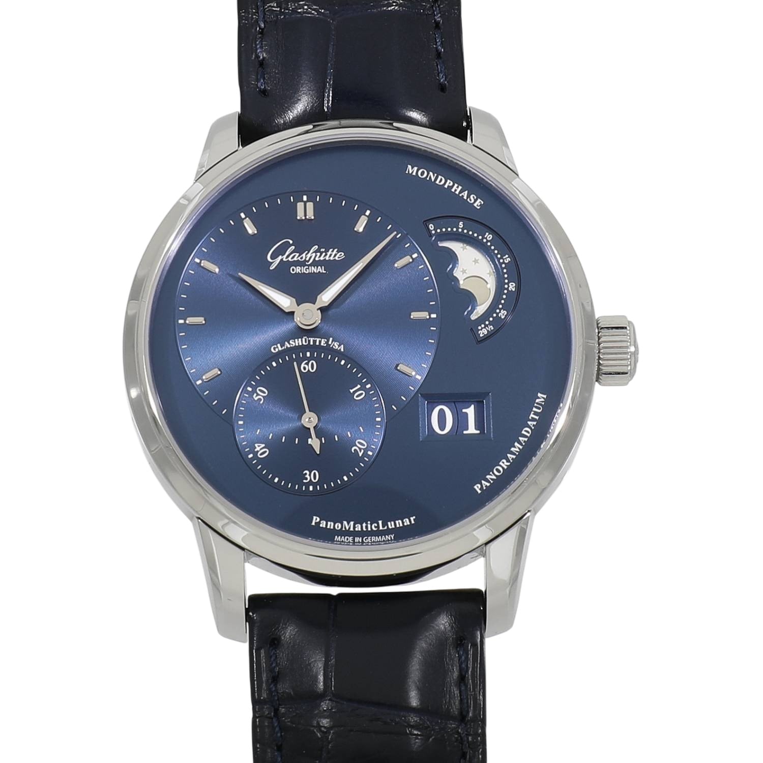[中古]グラスヒュッテオリジナル パノマティック ルナ 1-90-02-46-32-01 ブルー メンズ