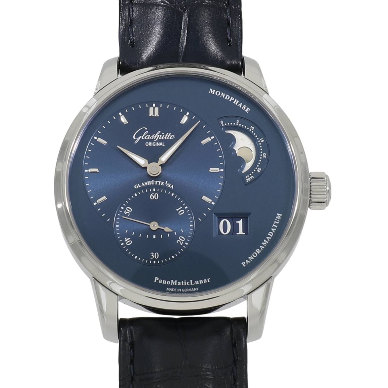 [中古]グラスヒュッテオリジナル パノ マティック ルナ 1-90-02-46-32-55 ブルー メンズ