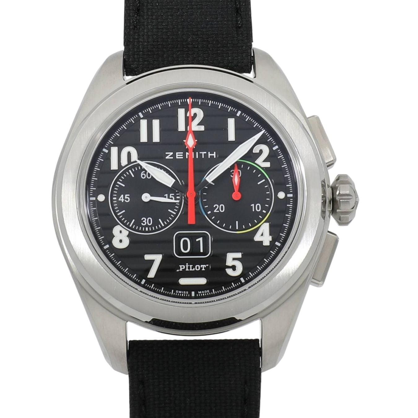 [未使用]ゼニス パイロット ビッグデイト フライバック 03.4000.3652/21.I001 ブラック メンズ