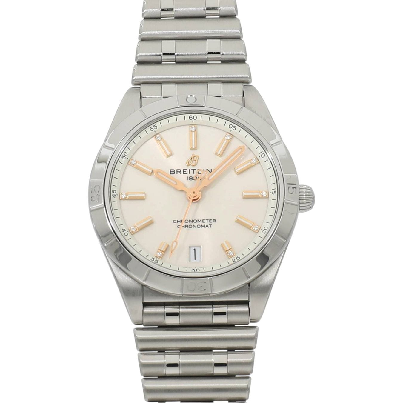 [中古]ブライトリング クロノマット オートマティック 36 A10380101A2A1 / A10380 シルバー×11Pダイヤ ユニセックス