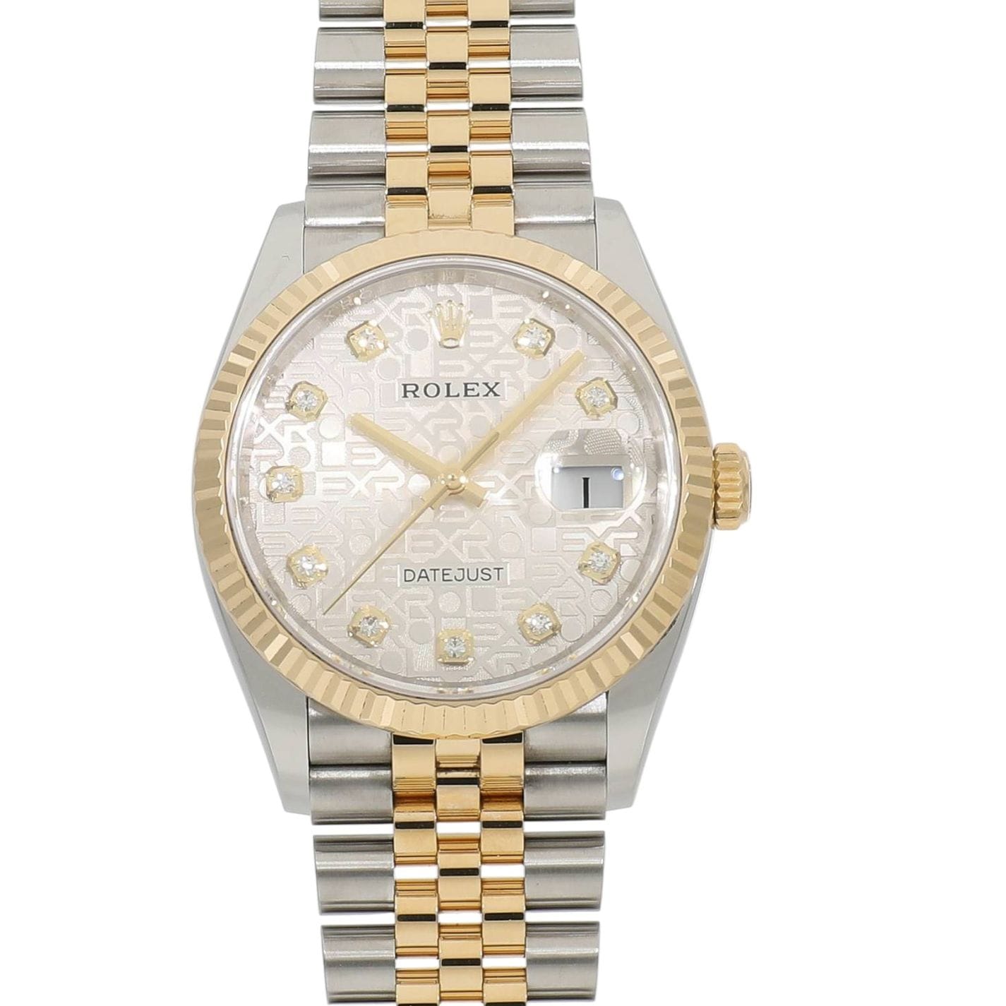 [中古]ロレックス デイトジャスト 36 126233G ランダム シルバーコンピュータ×10Pダイヤ メンズ