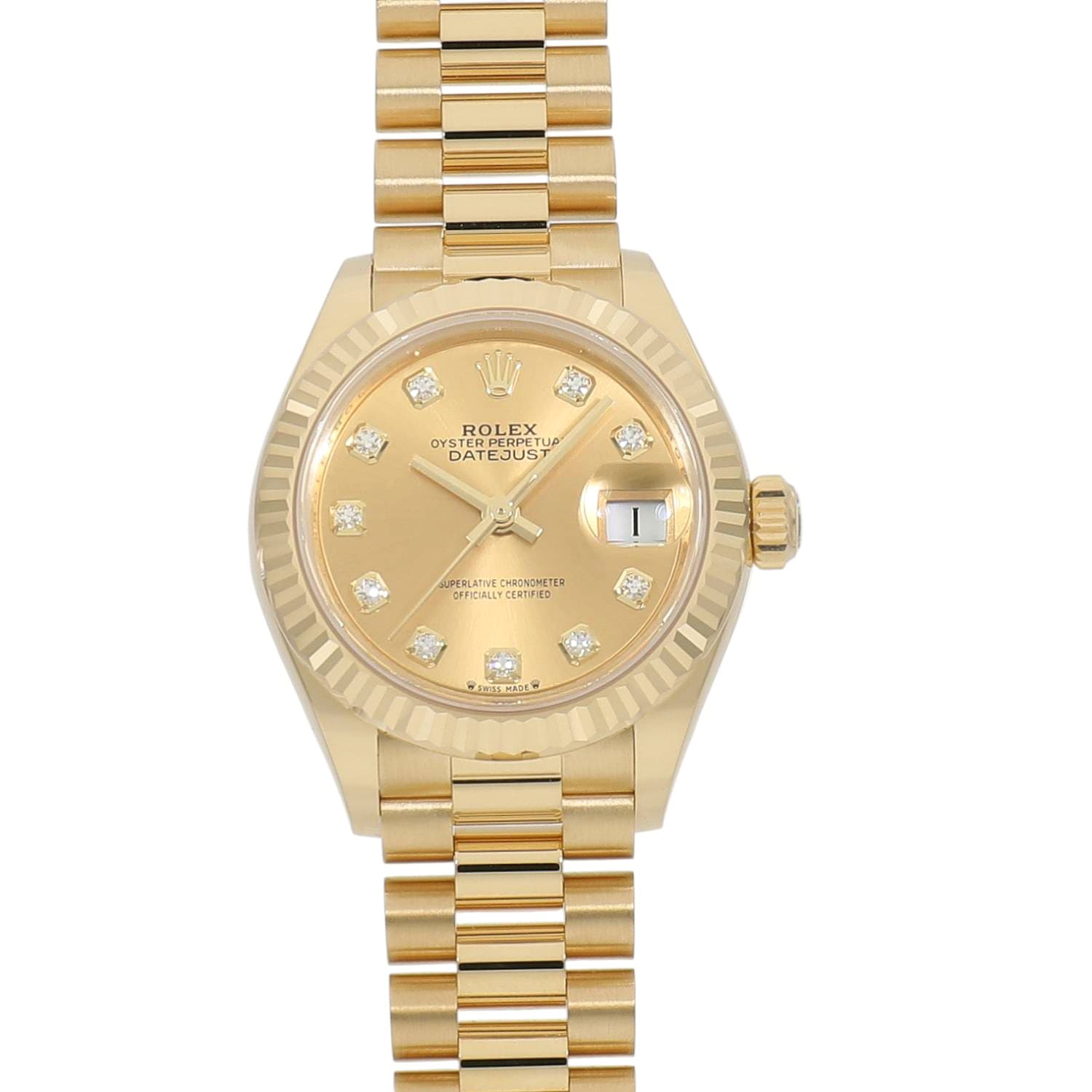 [新品]ロレックス レディ デイトジャスト 279178G シャンパン×10Pダイヤ レディース