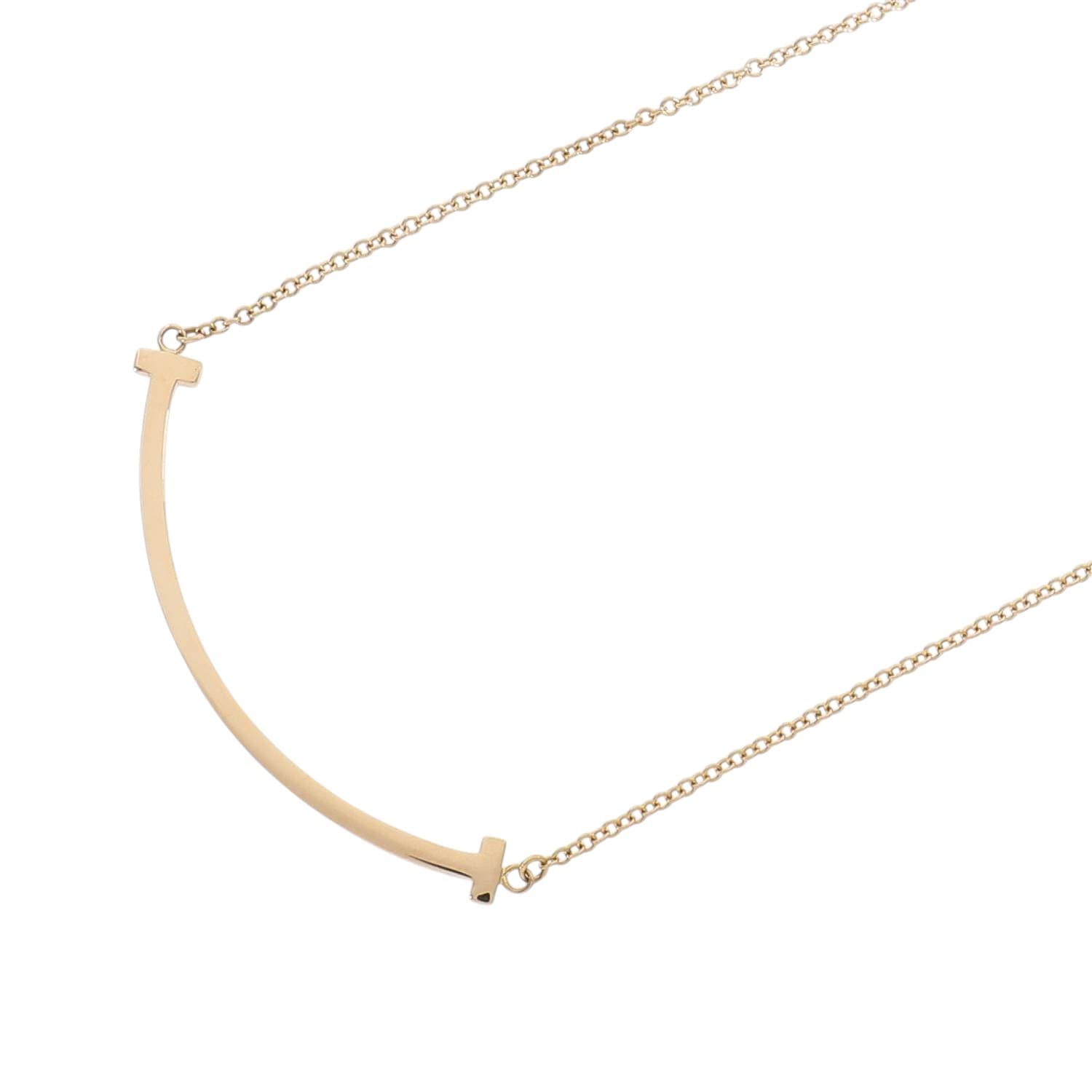 [中古]ティファニー Tスマイル ペンダント スモール ネックレス ローズゴールド 60011678