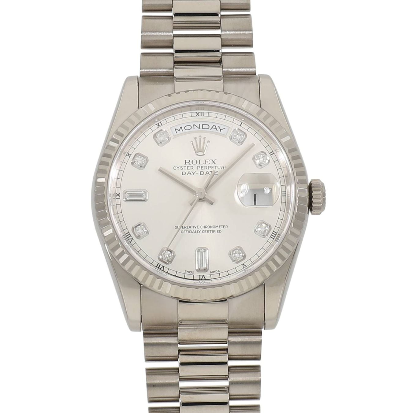 [中古]ロレックス デイデイト 118239A P番 シルバー×2Pバゲットダイヤ/8Pダイヤ メンズ