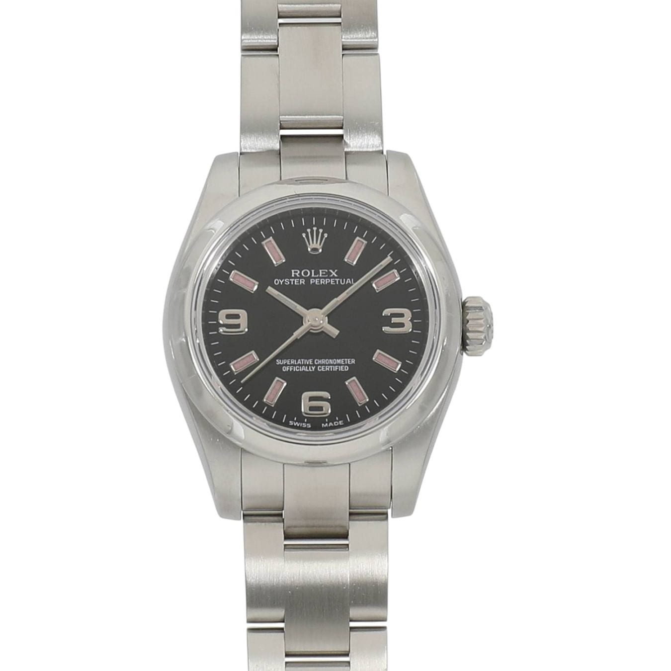 [中古]ロレックス オイスター パーペチュアル 176200 M番 ブラック 369 ピンクバー レディース