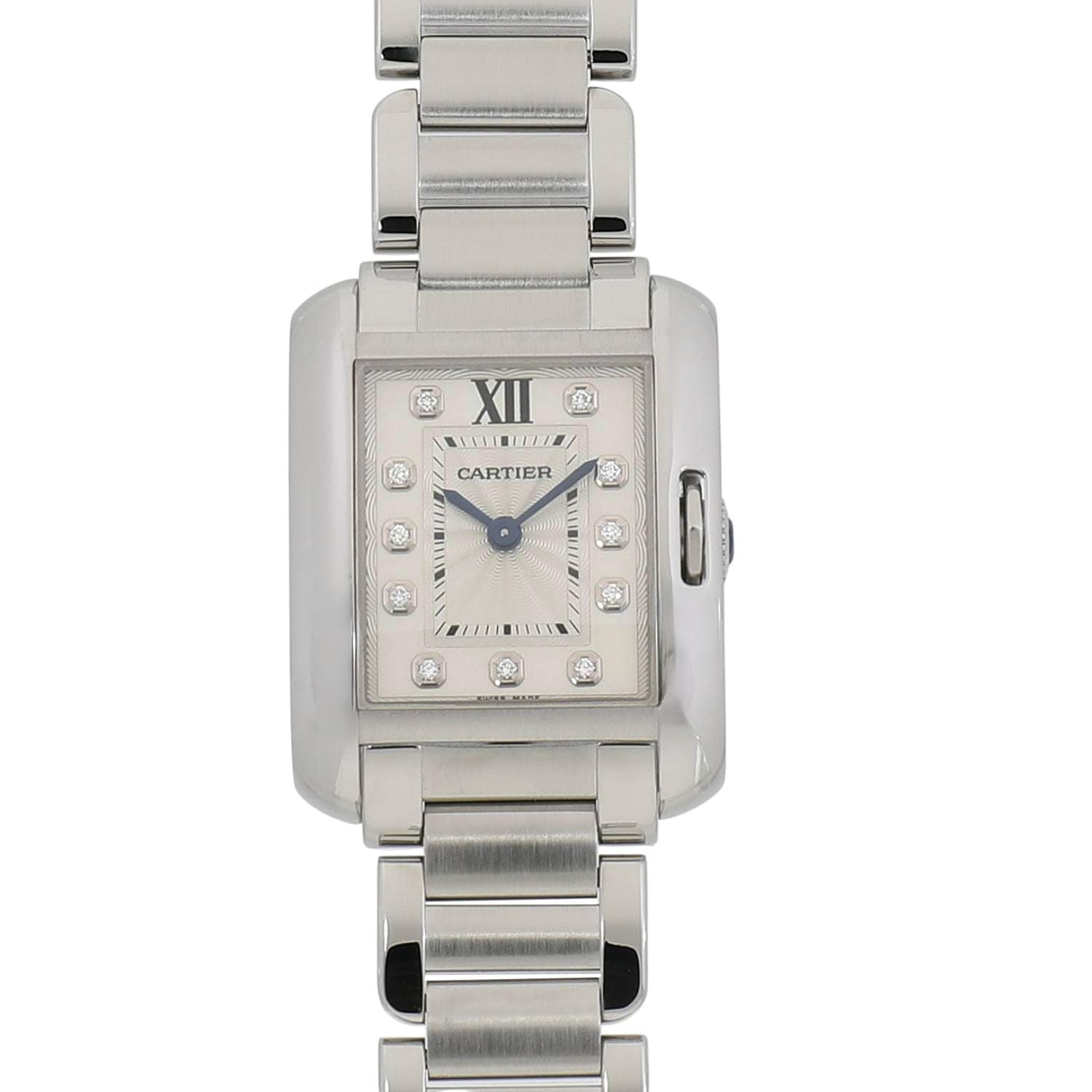 [中古]カルティエ タンク アングレーズ ウォッチ SM W4TA0003 シルバー×11Pダイヤ レディース