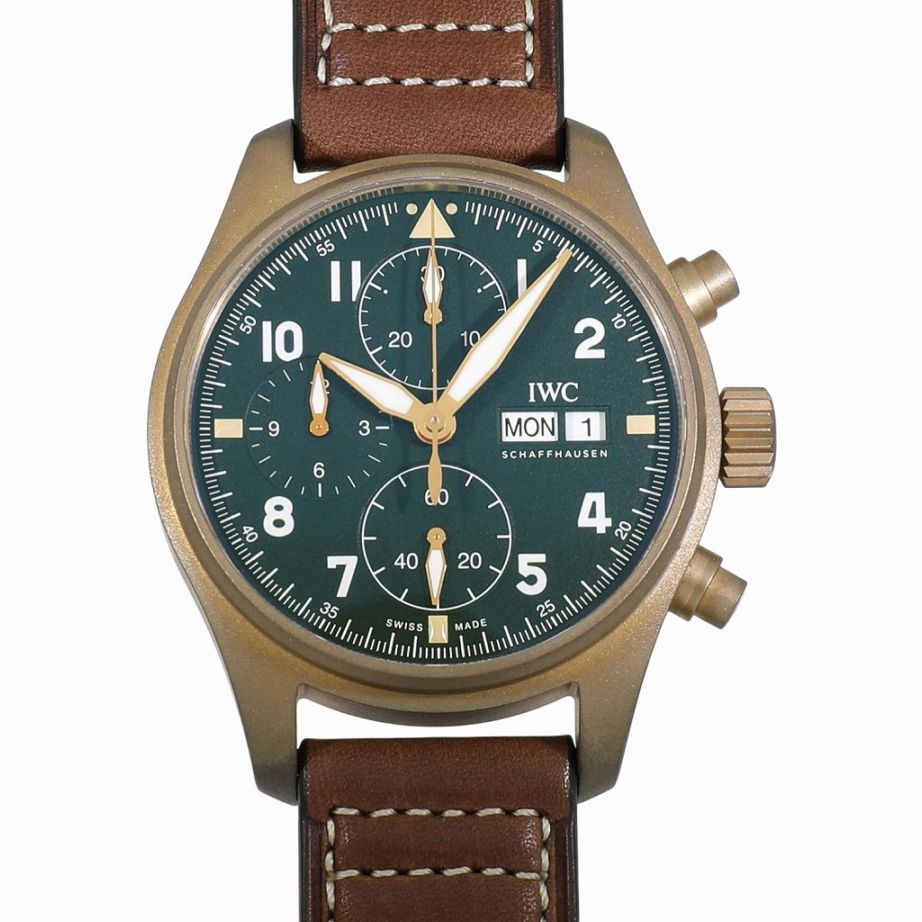 [新品]IWC パイロットウォッチ クロノグラフ スピットファイア IW387902 グリーン メンズ