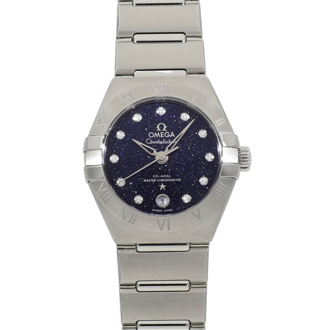 [新品]オメガ コンステレーション マンハッタン コーアクシャル マスタークロノメーター 29MM 131.10.29.20.53.001 ブルーアベンチュリン×11P ダイヤ レディース