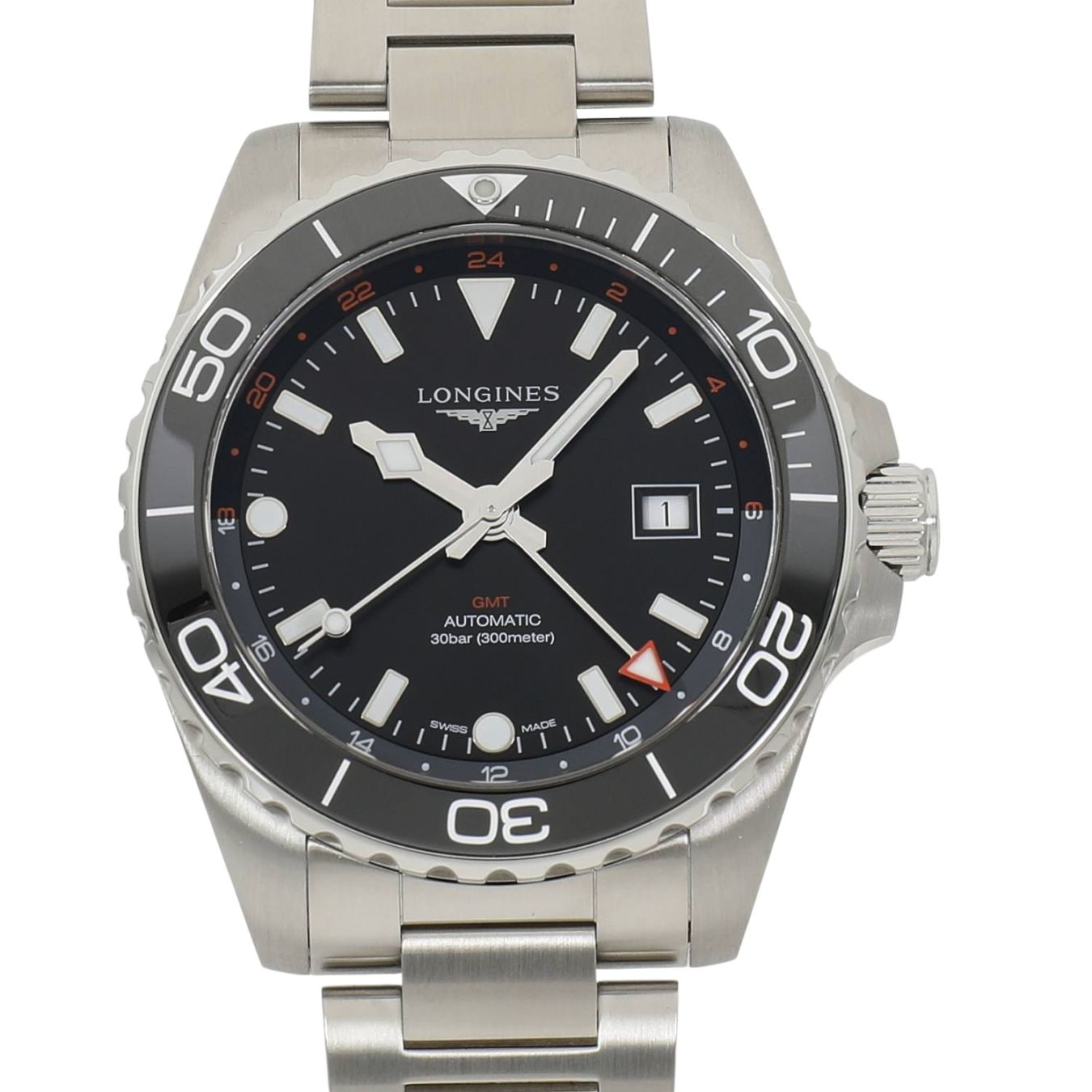 [新品]ロンジン ハイドロ コンクエスト GMT L3.890.4.56.6 ブラック メンズ