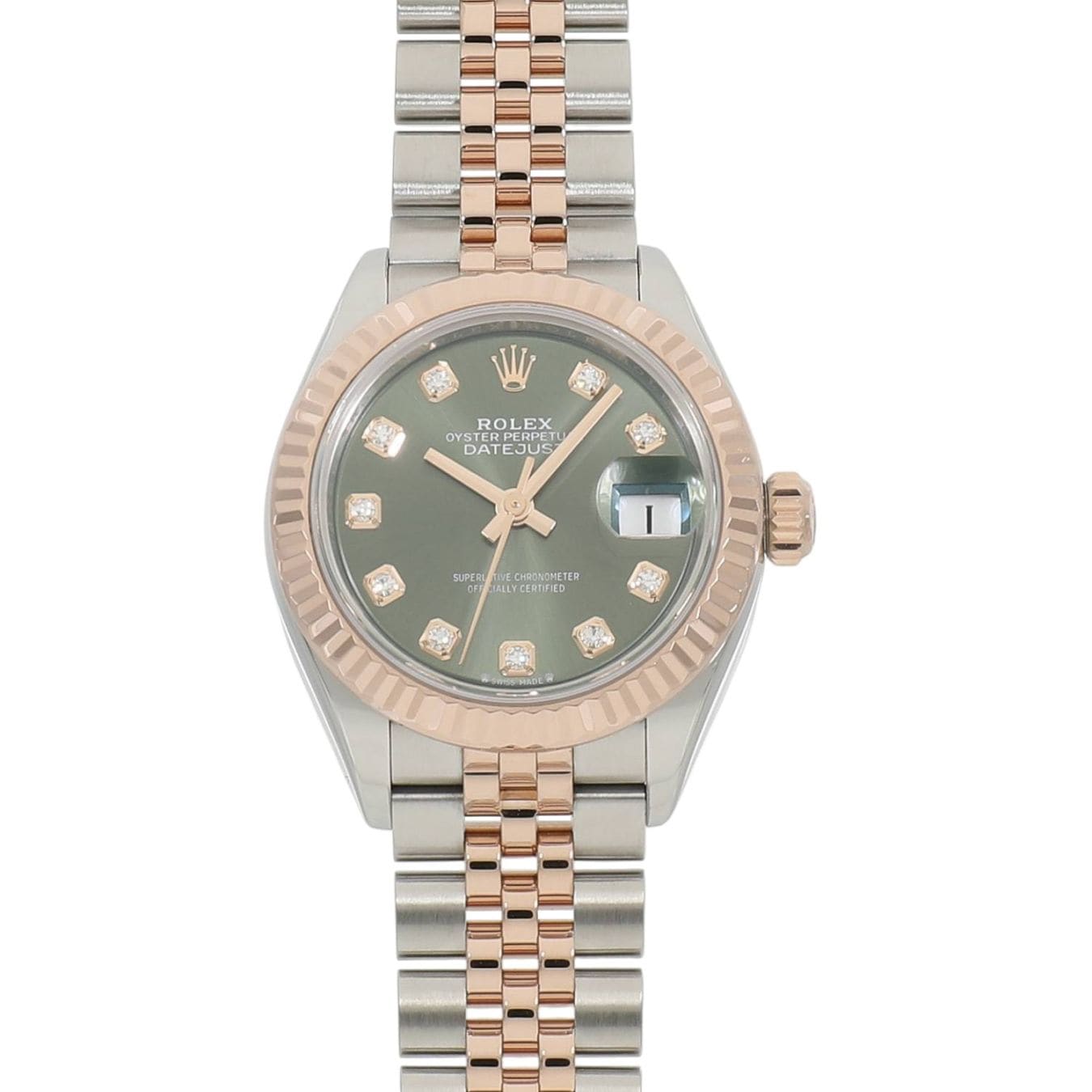 [中古]ロレックス レディ デイトジャスト 279171G ランダム オリーブグリーン×10Pダイヤ レディース