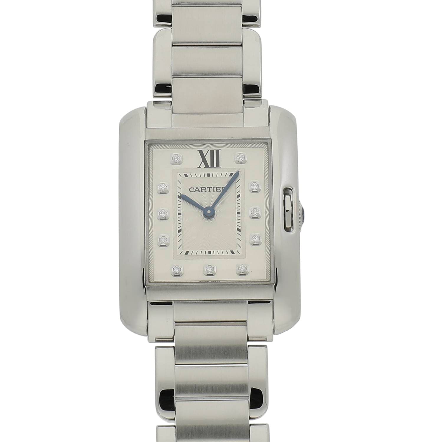 [中古]カルティエ タンク アングレーズ ウォッチ SM W4TA0004 シルバー×11Pダイヤ レディース