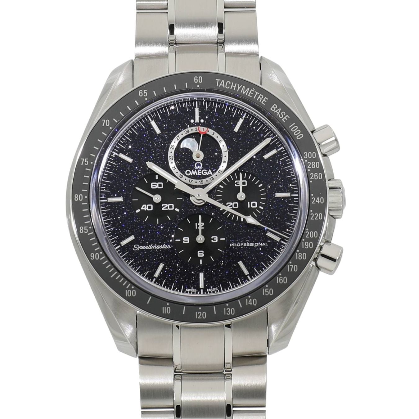 [中古]オメガ スピードマスター ムーンウォッチ プロフェッショナル ムーンフェイズ 311.30.44.32.01.001 ブラックアベンチュリン メンズ