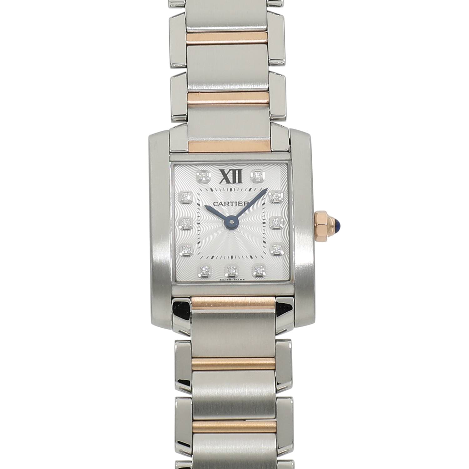 [中古]カルティエ タンク フランセーズ ウォッチ SM WE110004 シルバー×11Pダイヤ レディース