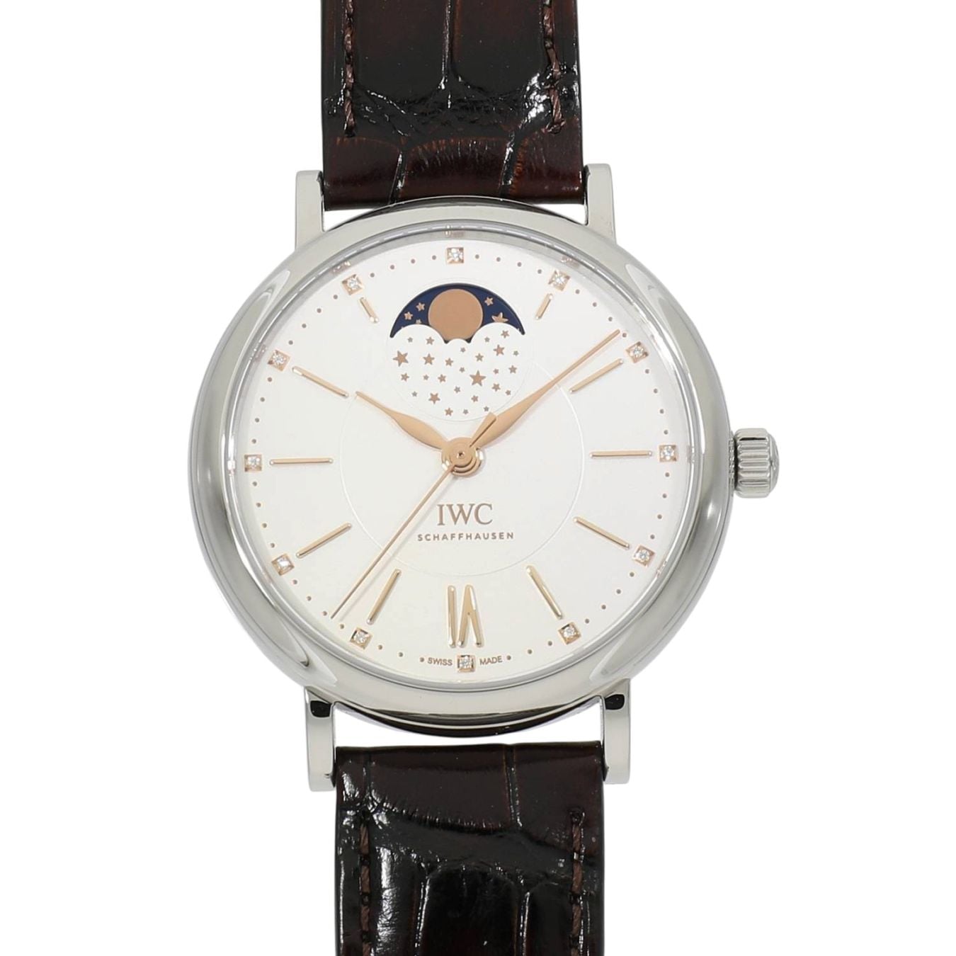 [未使用]IWC ポートフィノ オートマティック ムーンフェイズ 37 IW459011 シルバー×12Pダイヤ ユニセックス