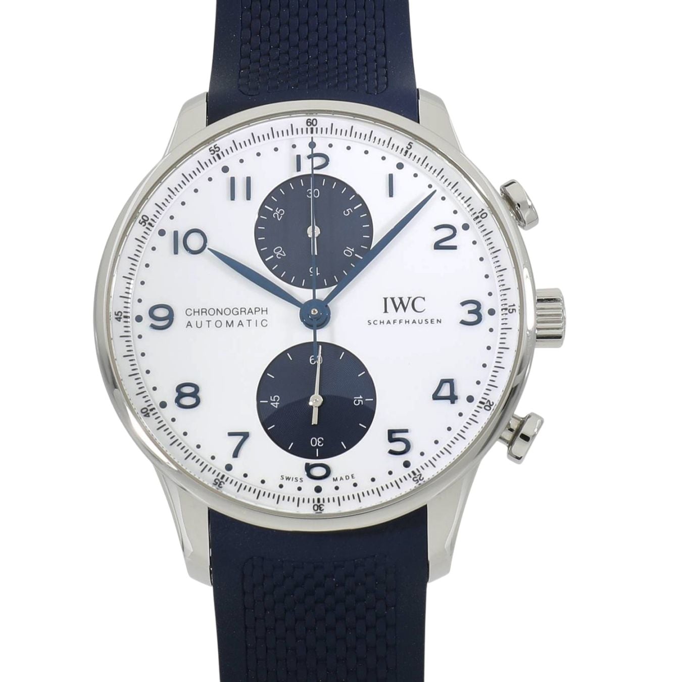 [中古]IWC ポルトギーゼ クロノグラフ IW371620 ホワイト×ブルー メンズ