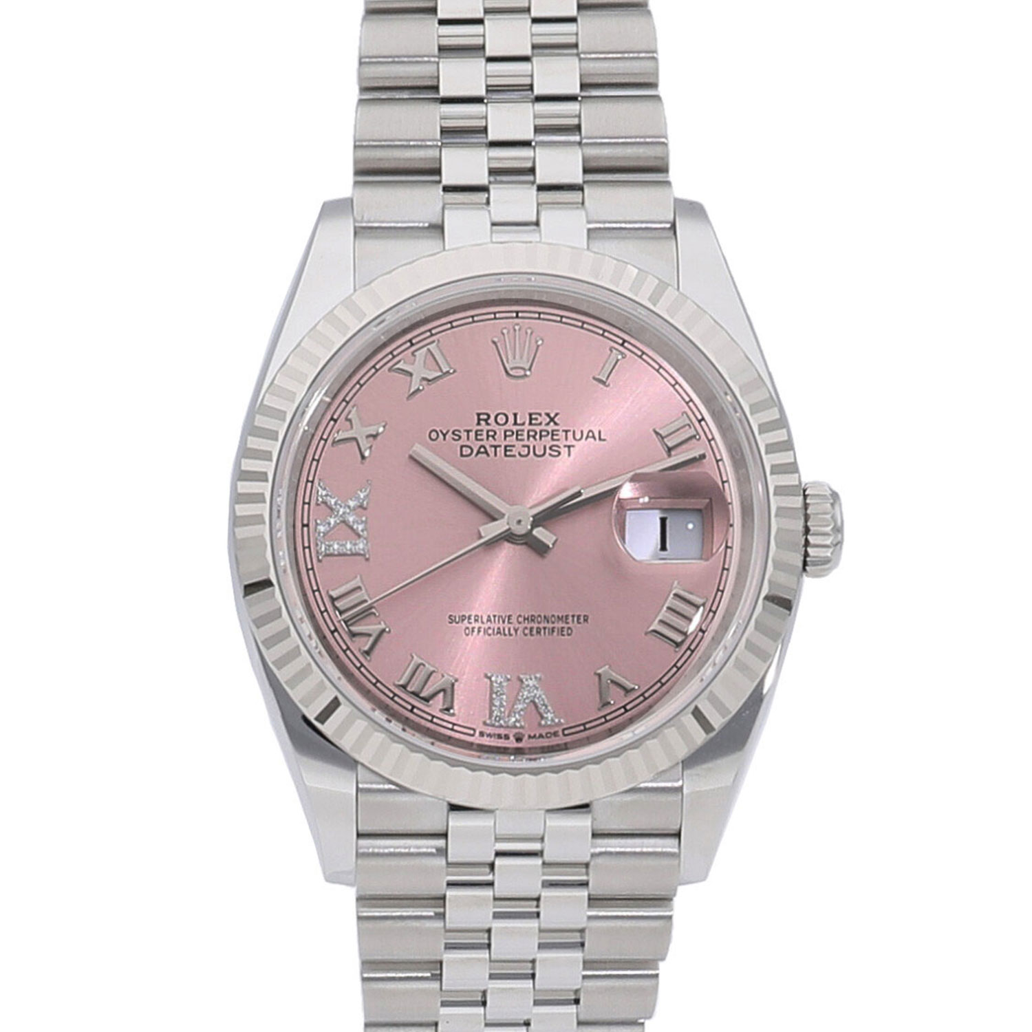 R5504 | [新品]ロレックス デイトジャスト 36 VI & IX ダイヤ ピンク