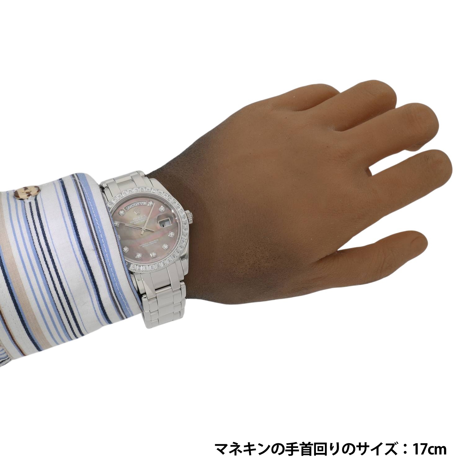 [中古]ロレックス デイデイト パールマスター ベゼル バゲットダイヤモンド 18956BR NG P番 ブラックシェル×10Pダイヤ メンズ