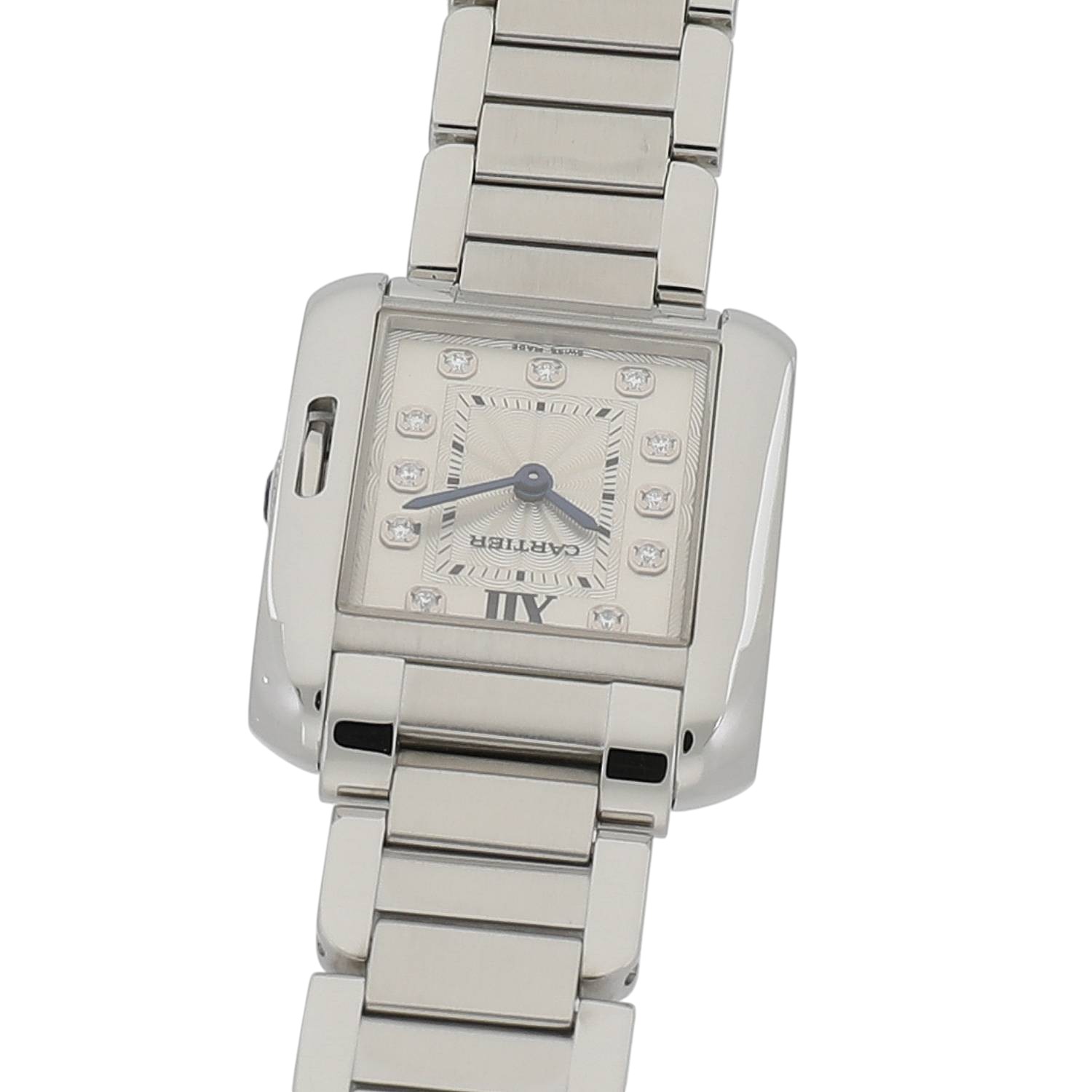 カルティエ CARTIER タンクアングレース W4TA0003 11Pダイヤ クォーツ 腕時計 SS シルバー Cartier（カルティエ） CARTIER W4TA0003 タンクアングレーズ 11P