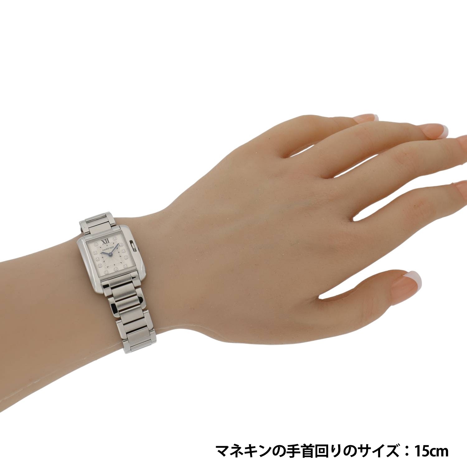カルティエ CARTIER タンクアングレース W4TA0003 11Pダイヤ クォーツ 腕時計 SS シルバー Cartier（カルティエ） CARTIER W4TA0003 タンクアングレーズ 11P