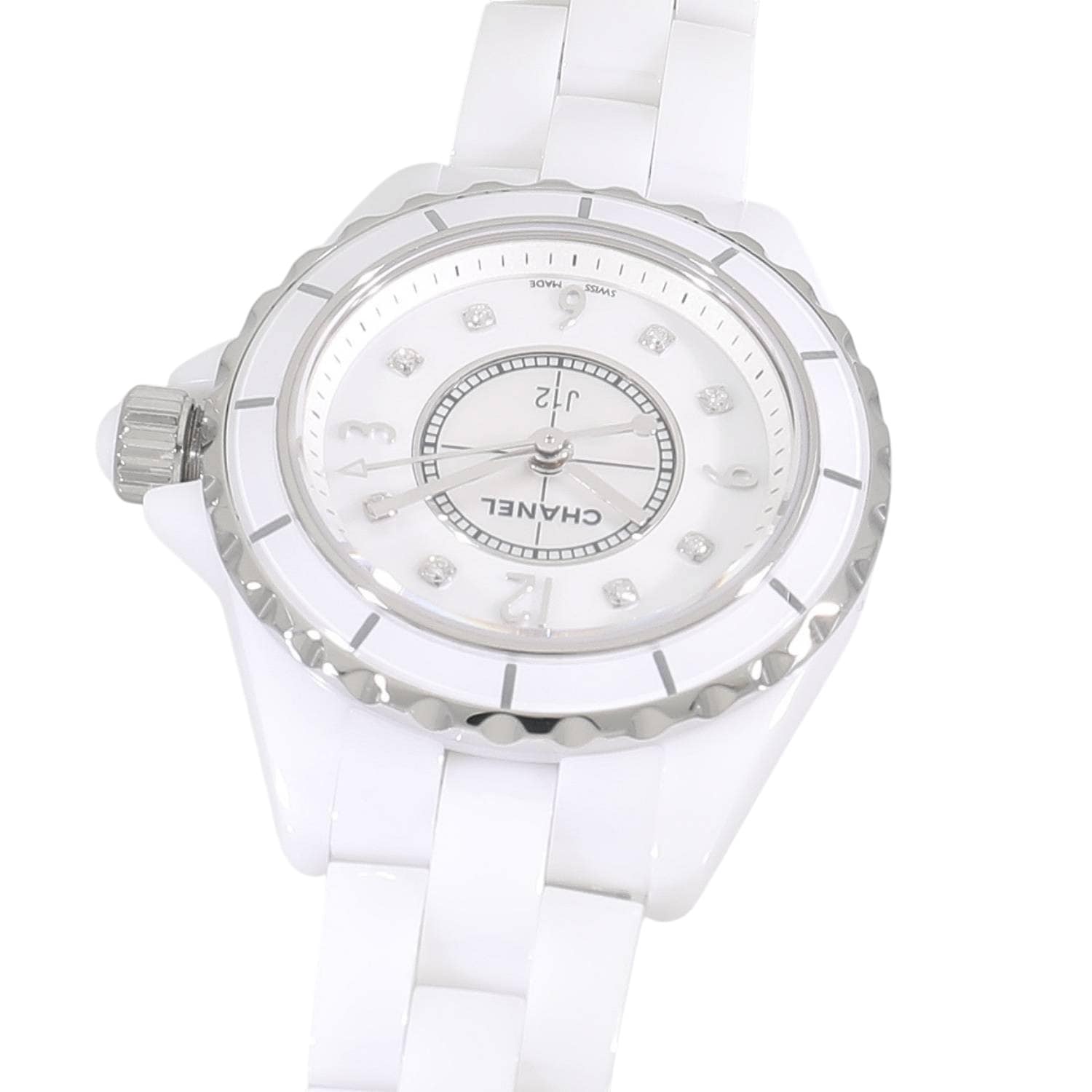 シャネル CHANEL H2570 J12 ホワイトセラミック 8Pダイヤ クォーツ