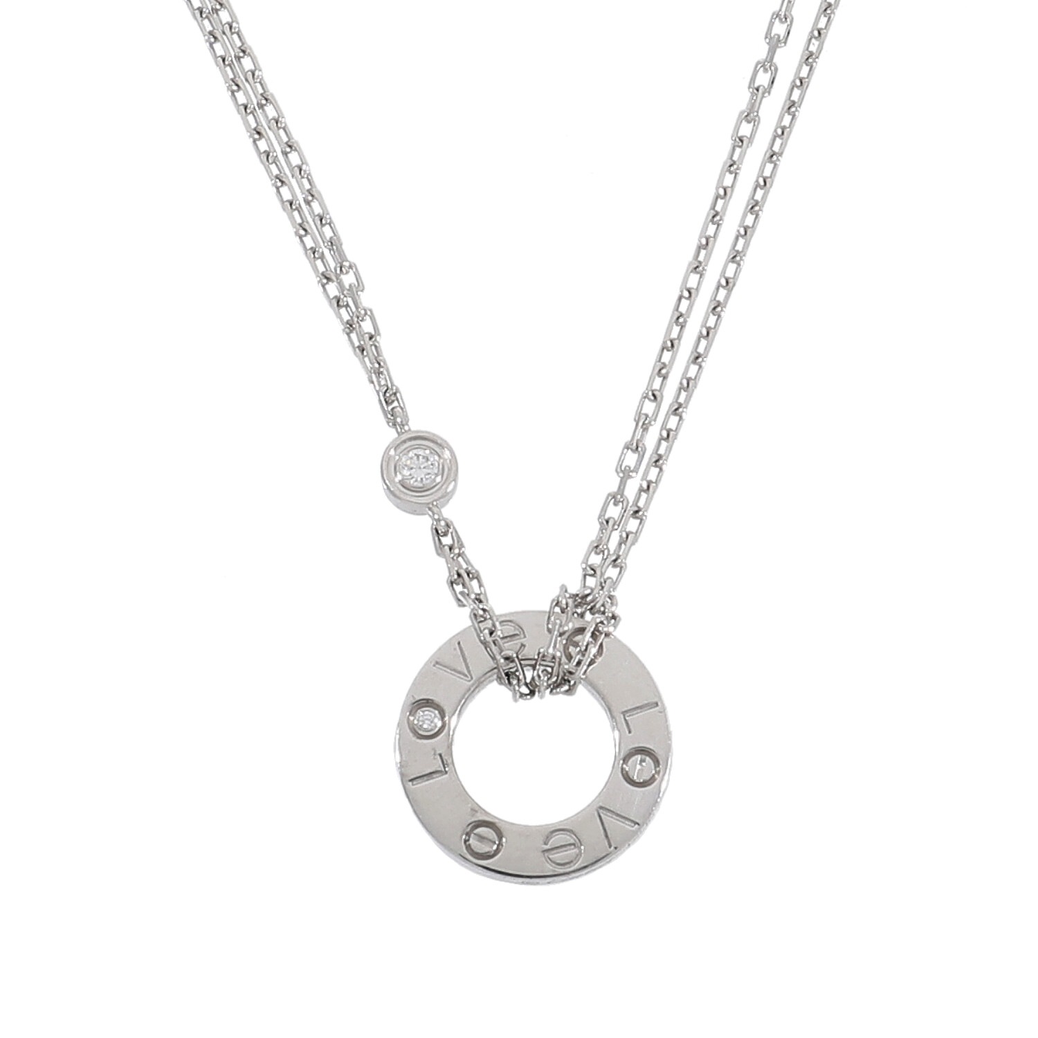 C8517 | [中古]カルティエ ラブ サークル ネックレス 2 ダイヤモンド  